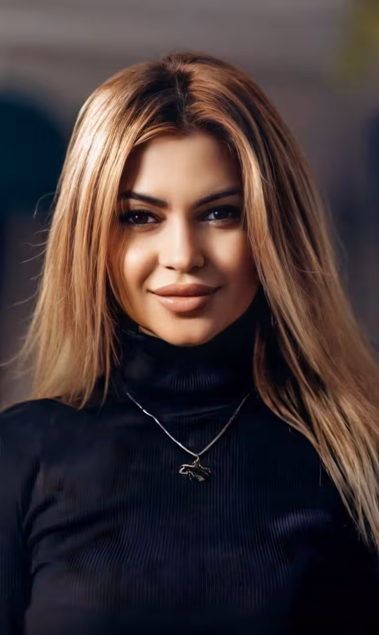 Maryna brides by young man